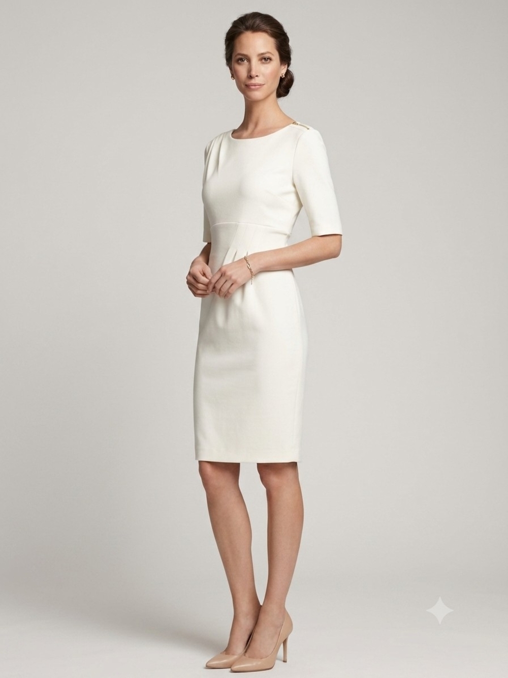 Calvin Klein Ivory Midi Sheath Dress